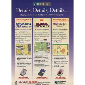 Delorme Mapping Software Atlas Global Explorer MapExpert Vtg Print Ad 1993 u